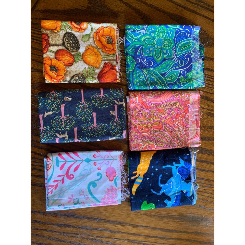Quilting Cotton Fabric 6pc Bundle Night Sky Poppies Constellations